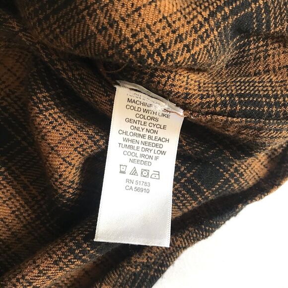 Maurices Womens Button Down Flannel Top S Brown Black Plaid Rayon Shirt Pocket - Picture 7 of 9